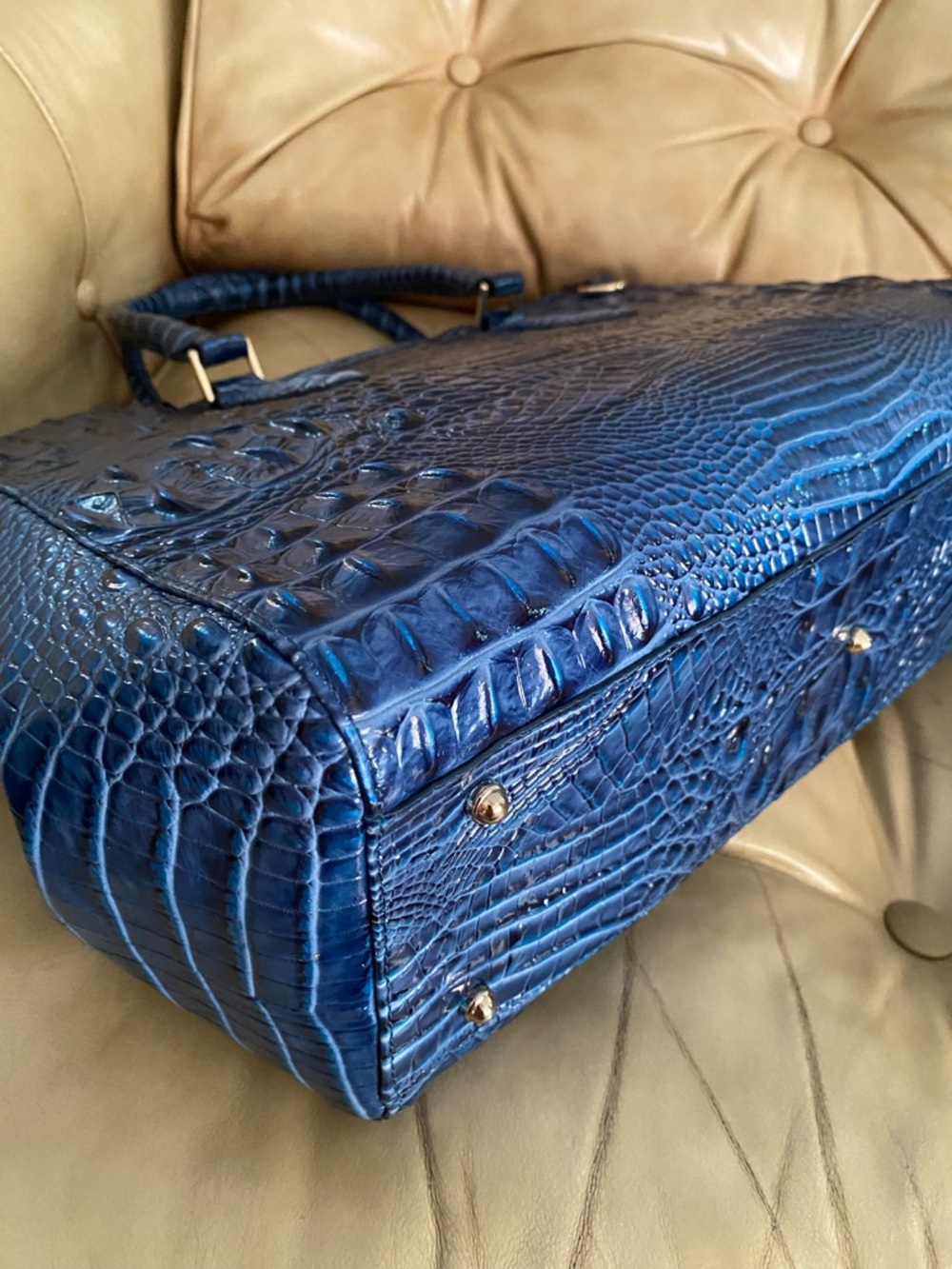 LKNW Brahmin LARGE Finley Carryall Bluebonnet? Melbourne Leather Business Bag - Picture 13 of 16